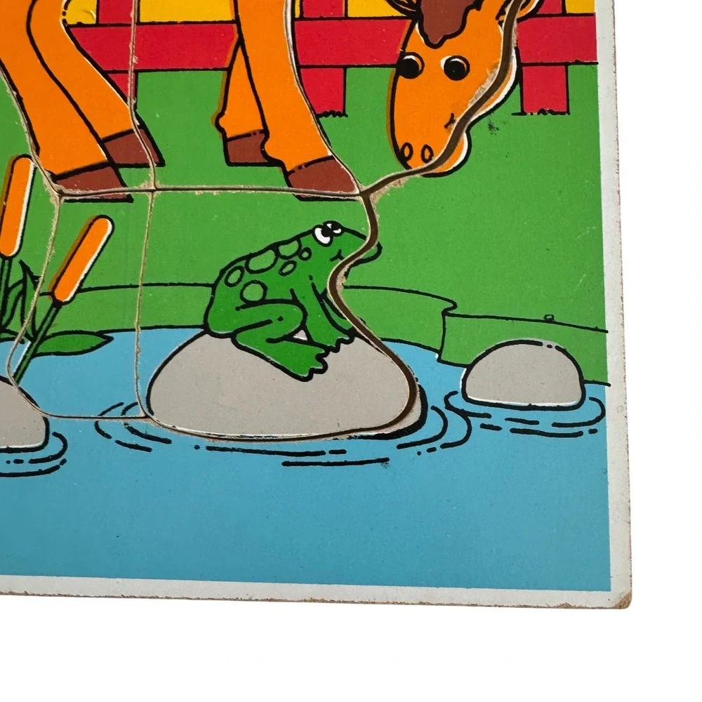 Playskool 186-07 Horse‎ 5 Piece Wooden Jigsaw Puzzle Made in USA Board